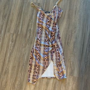 Missguided Pink Snake Print Dress